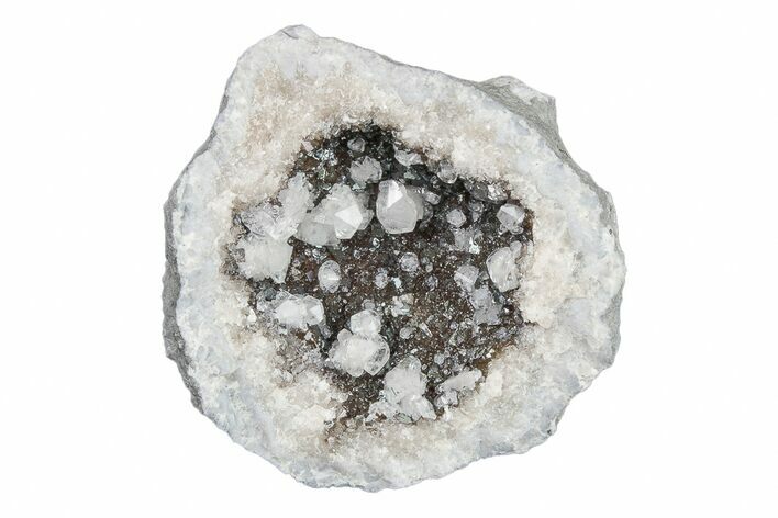 Keokuk Quartz Geode with Calcite Crystals (Half) - Missouri #203783